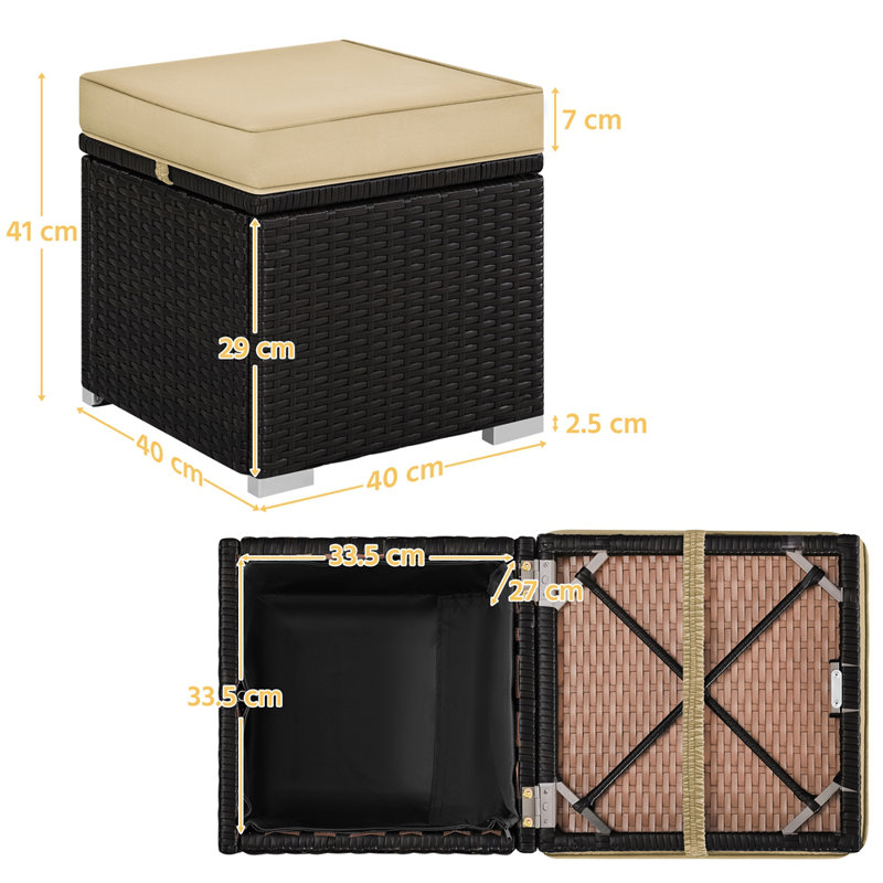 High-Density Polyethylene (HDPE) Wicker Outdoor Ottoman