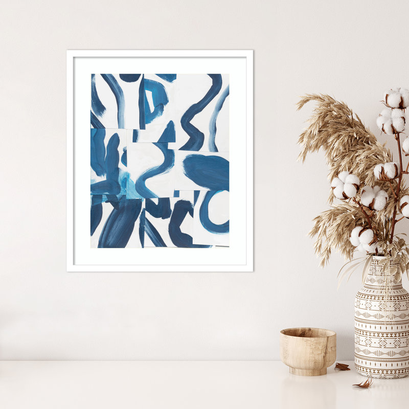 Indigo Summer Camp 1 by  Bronwyn Baker Wood Framed Wall Art Print, White, 25" H x 21" W