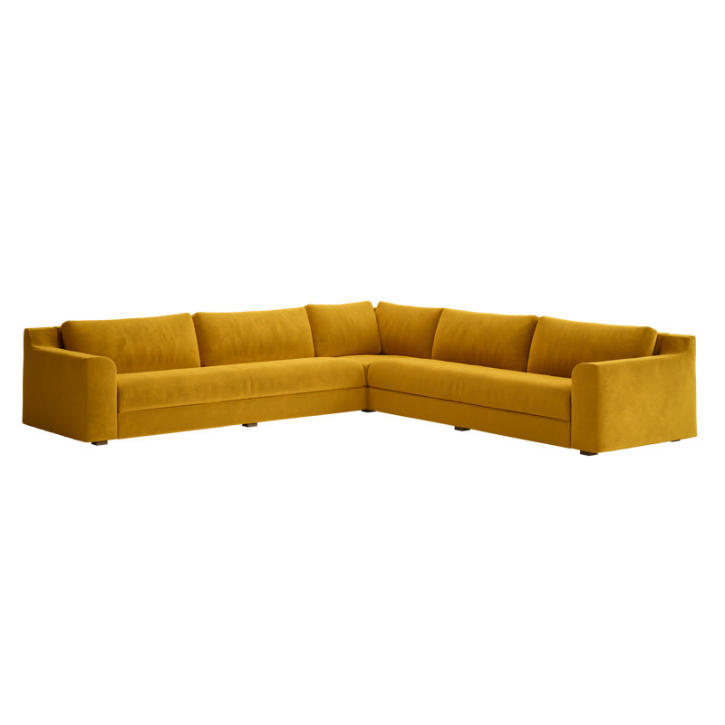 Elevate 126" Corner Sectional, Mustard Recycled Velvet