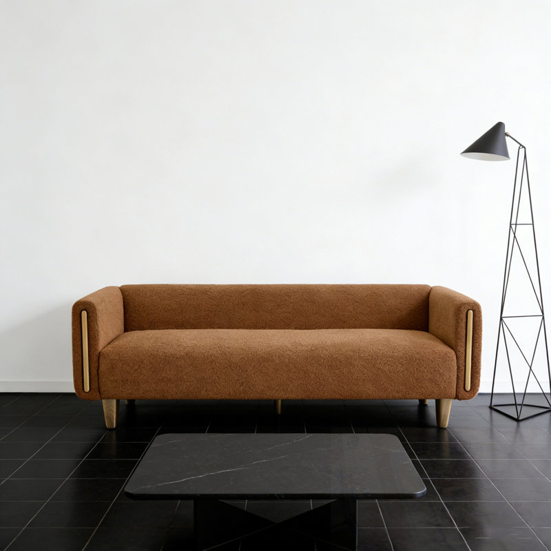 Canapé rembourré avec rembourrage doux et pieds en bois, Orange