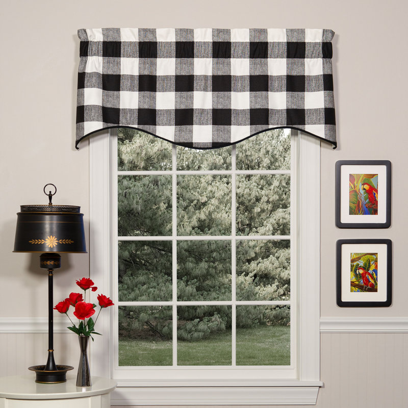 Anderson Traditional Cotton Plaid Winston Valance, Black/White