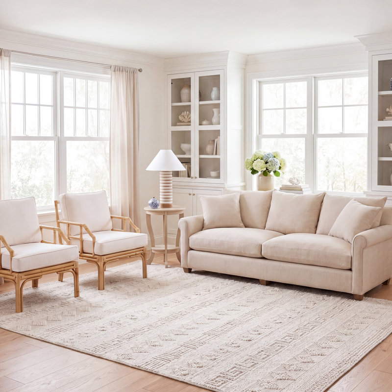 Tapis géométrique en laine, viscose et coton tissé à la main Simonsen, Rectangle 8 pi x 10 pi