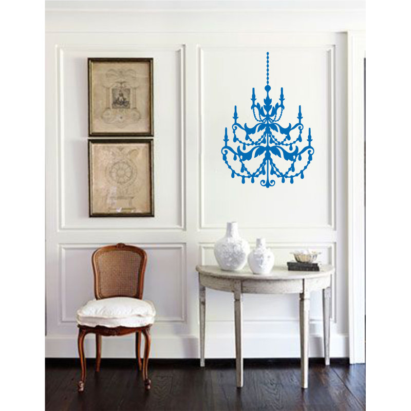Décalcomanie murale lustre française, H 48 po x l 33 po x P 0,01 po, Bleu azur