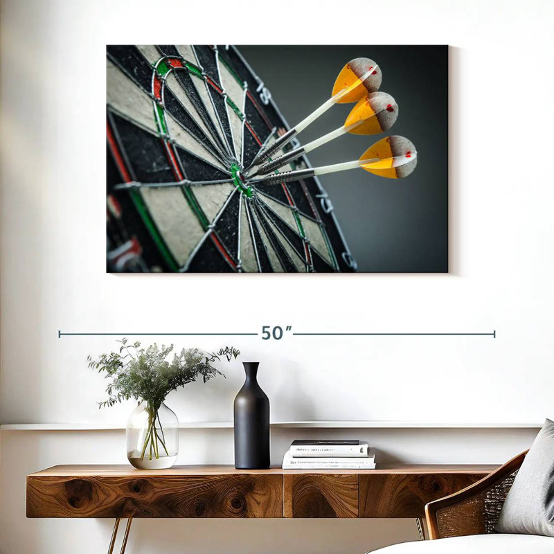 Three Bullseye Darts, 26" H x 39" W