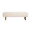  Repose-pieds rectangulaire rembourré avec tissu en lin touffeté et pieds en bois massif, beige