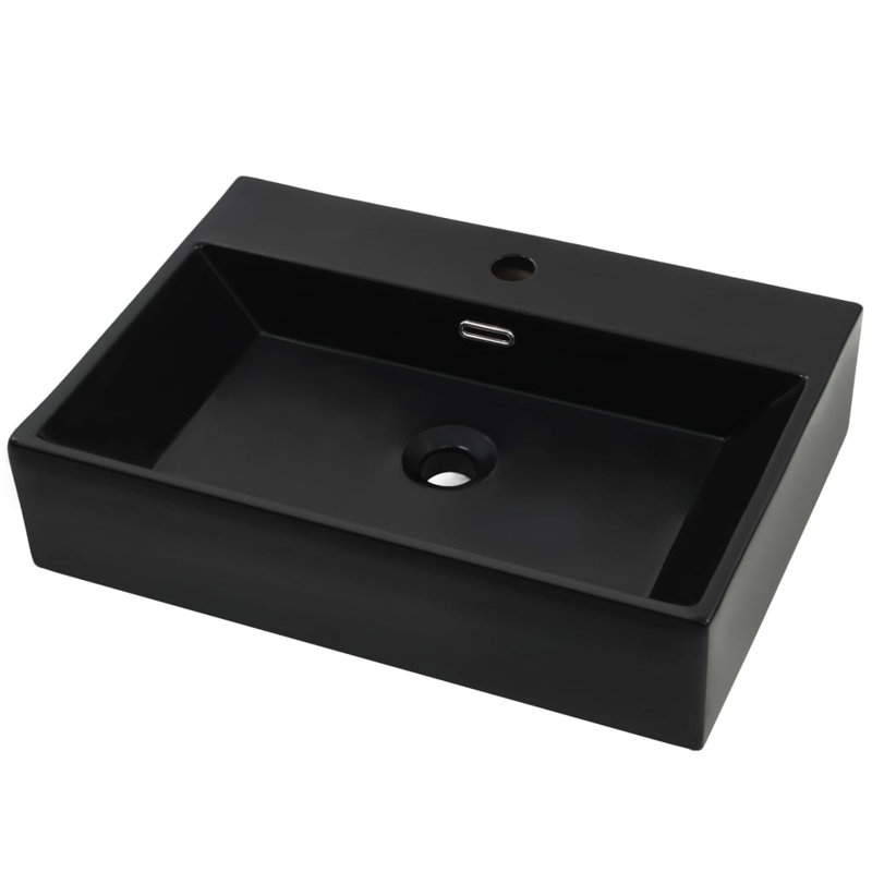 Lavabo de salle de bain vasque rectangulaire en céramique avec trop-plein Chapeno
