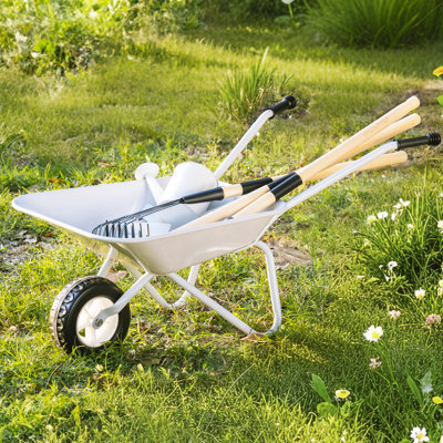 Kids Wheelbarrow With Gardening Tools Set-9pcs Metal