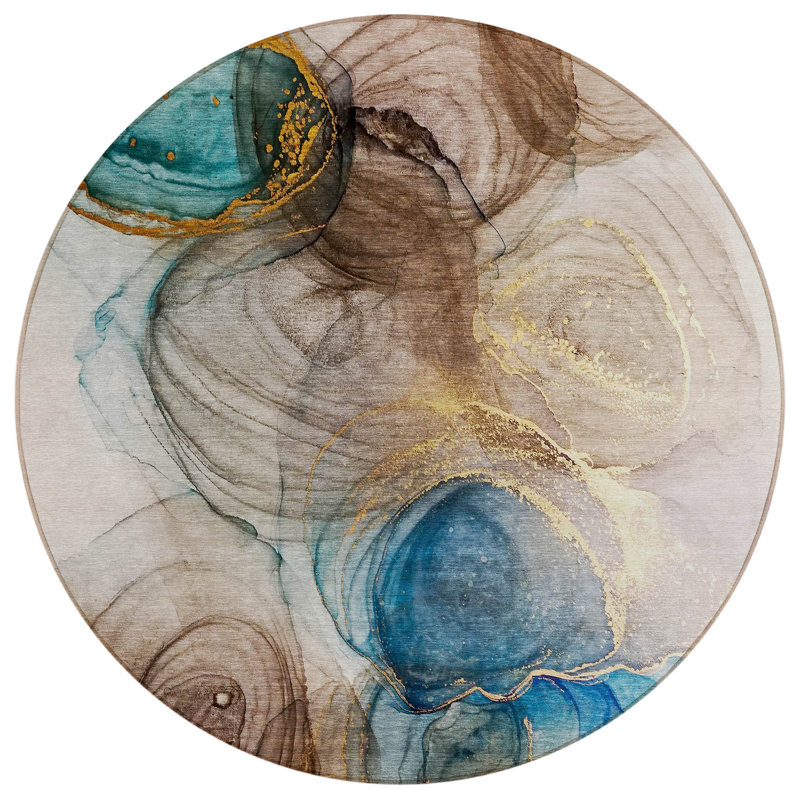 Kaysin Abstract Indoor / Outdoor Rug, Round 8'