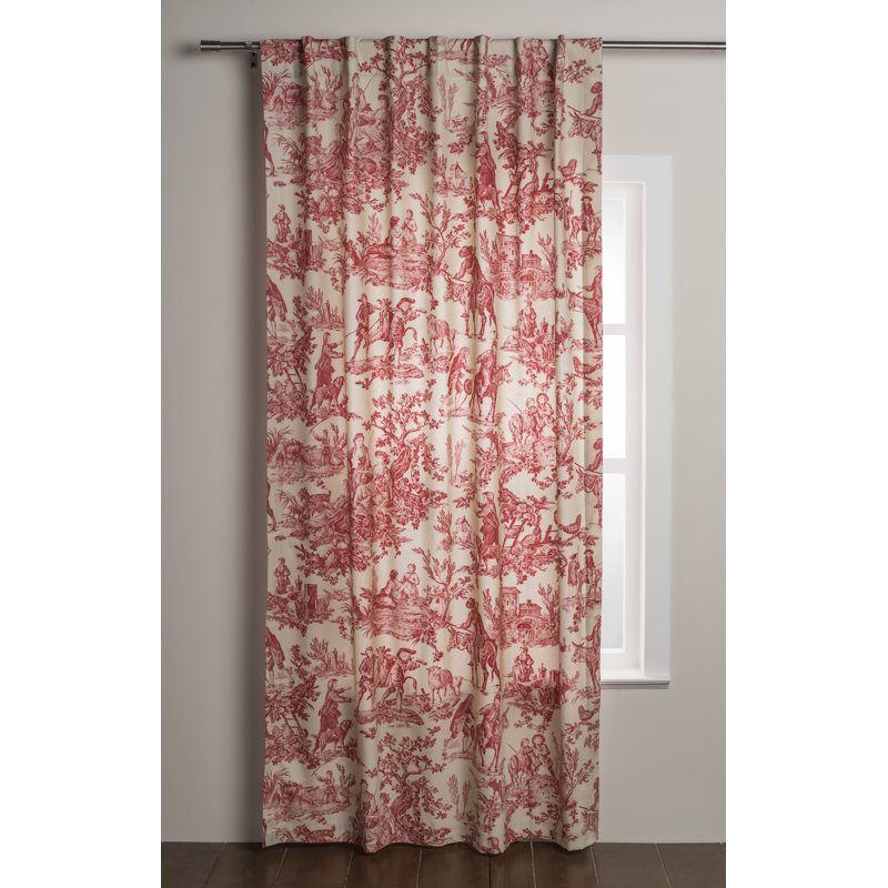 Panneau de rideau simple semi-diaphane avec passe-tringle 100% coton, L 50 po x L 96 po, Rouge