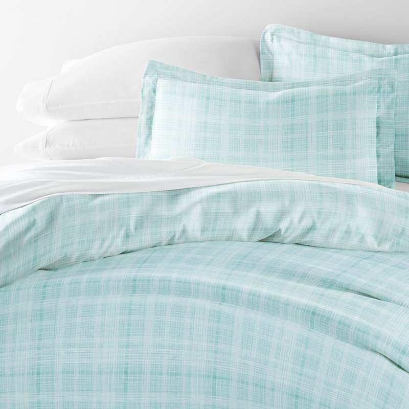 Ensemble de housse de couette carreauté Becky Cameron, Aigue-marine, Housse simple / très grand simple + 1 taie décor