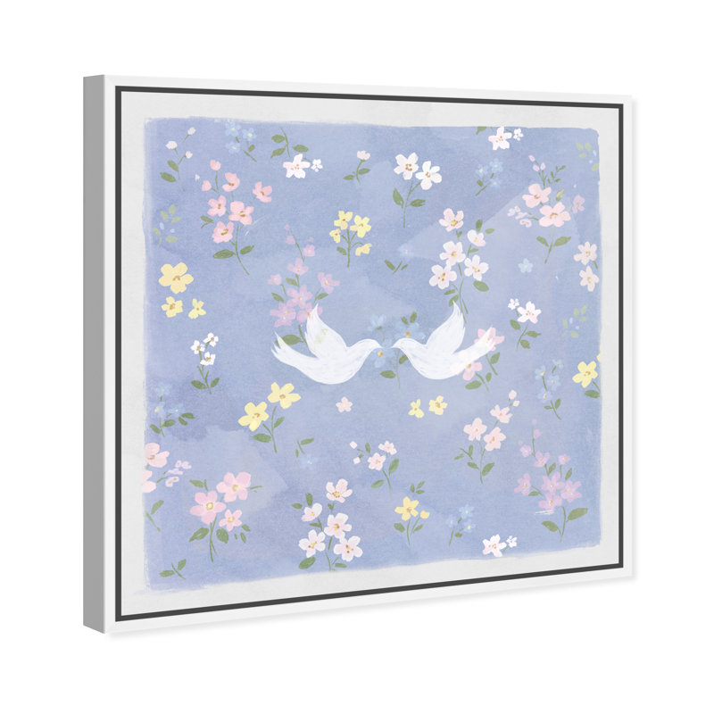 Love Doves Print by Oliver Gal, 17"H x 17"W, White Floater Frame