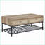 Oak &amp; Sandy Black Industrial Coffee Table with Bottom Shelf – Space-Saving for Living Room