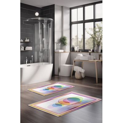 Ensemble de tapis de bain de luxe Eakly (2 pièces), 100% polyester, 16,0 x 23,6 pouces et 23,6 x 39,4 pouces | Conception antibactérienne antidérapante, hauteur de poils de 0,3 po | Lavable à la machine, durable et facile à nettoyer | Idéal pour la décoration de salle de bain
