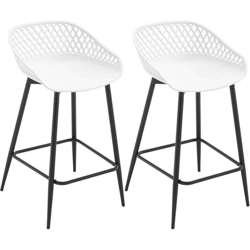 Rossmoyne Counter Stool with Metal Frame, White/Black, 4