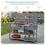 Îlot de cuisine à roulettes 62 po avec plateau en acier inoxydable, table de préparation pour barbecue modulaire et banc de rempotage avec 2 tiroirs 62 po-125764154