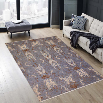 Tapis jaune / gris en laine noué à la main à motif cachemire 8 pi 10 po x 11 pi 8 po Everton