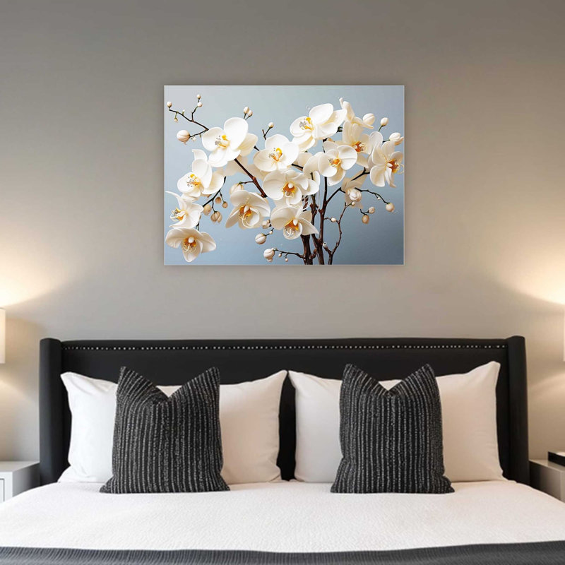 Nature morte, reproduction d'orchidées blanches sur toile, art mural de qualité supérieure pour le salon, 24 x 32 po