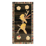 Antique Hooked Rug With Polychromatic Avian Pictorials - Rug & Kilim