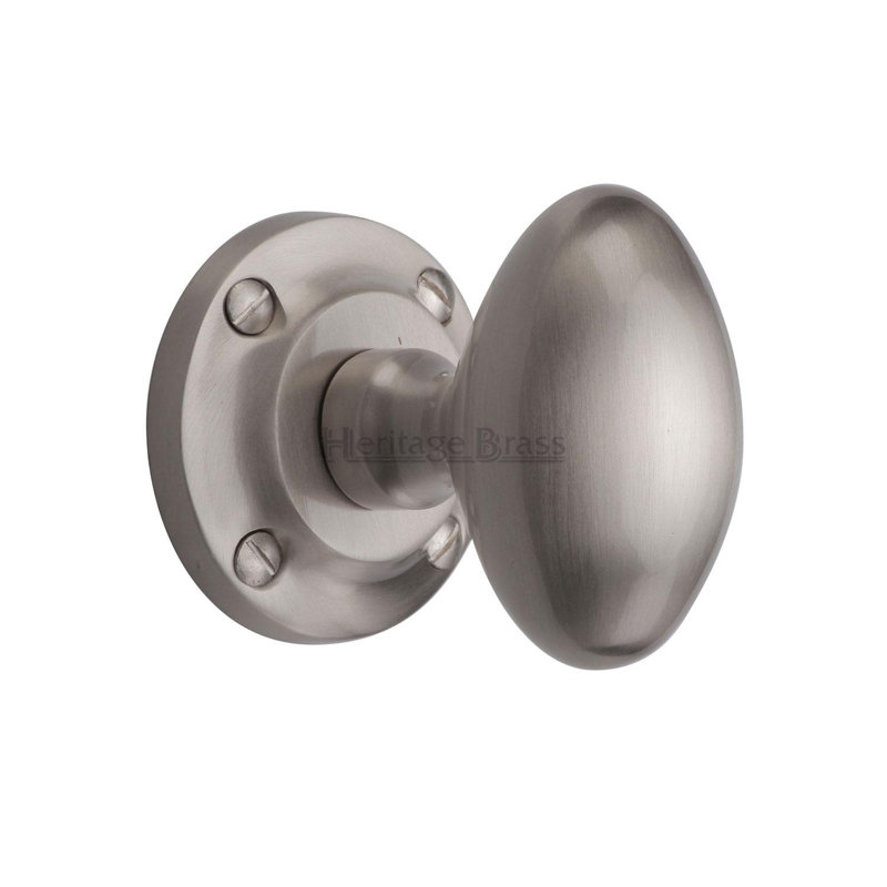 Heritage Brass Heritage Mortice Knob on Rose Suffolk Design, Satin Nickel