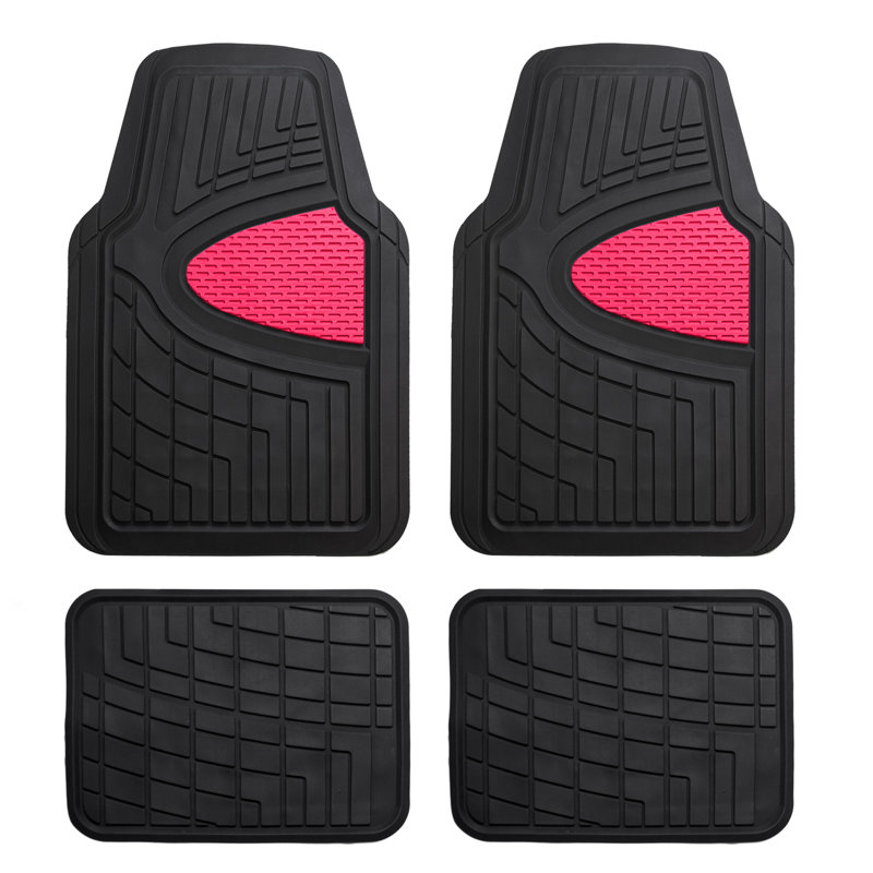 Premium Tall Channel Trimmable Non-Slip Rubber Floor Mats Full Set, Pink