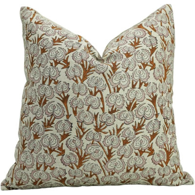 Housse de coussin Fabcline Elegant - Block Print Design - Heart Vine