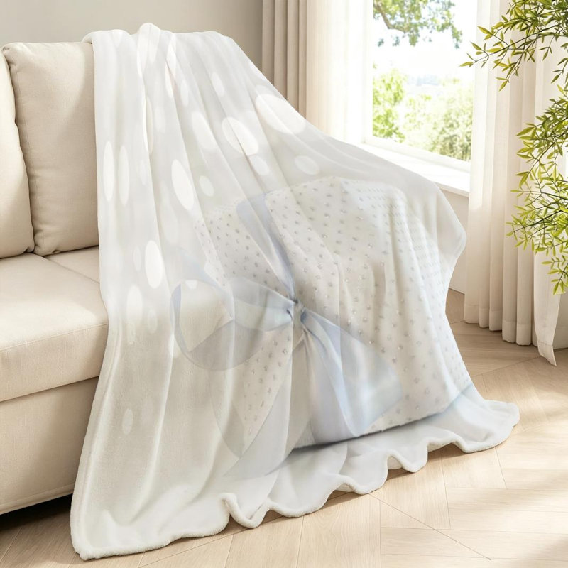 Jeté en flanelle blanche ultra douce, impression de cadeau de Noël recto, Throw 40" x 50"
