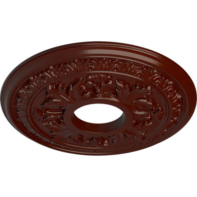Endurathane Baltimore Ceiling Medallion, 15 3/8"OD x 4 1/4"ID x 1 1/2"P (Fits Canopies up to 5 1/2"), Hand-Painted Brushed Mahogany Finish