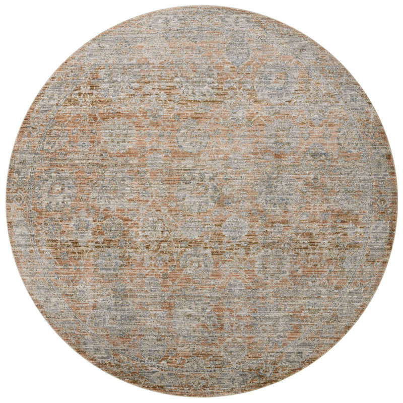 Tapis terre cuite / fumée Jean Stoffer x Loloi Katherine, Rond 9 pi 6 po