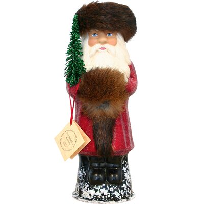 Schaller Paper Mache Candy Container Santa Beaded with Red and Brown Coat -  The Holiday AisleÂ®, THLA6616 40243506