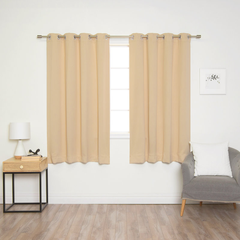 Lympsham Blackout Curtain Panel Pair, Beige, 52" W x 45" L