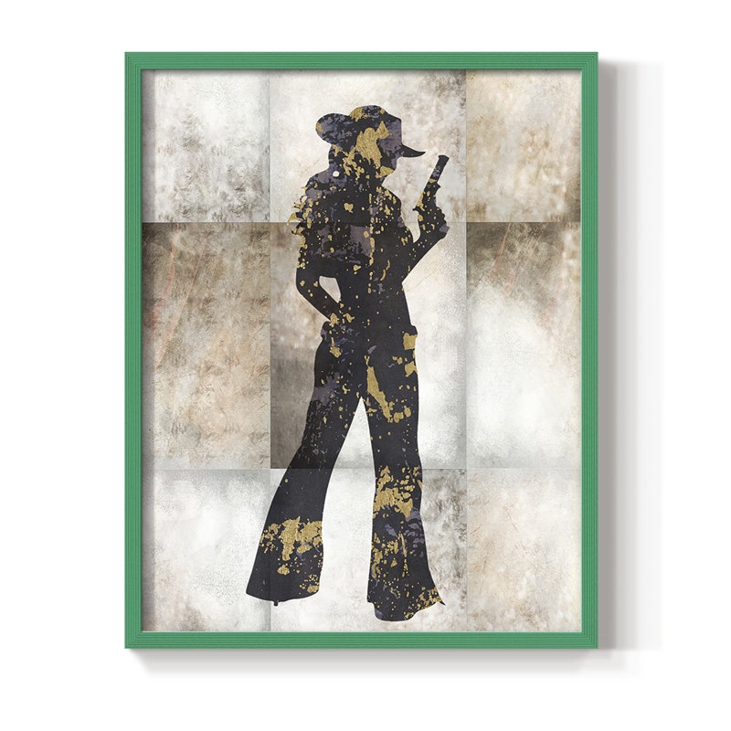 Cowgirl I, reproduction encadrée - bois massif, H 21 po x l 17 po, Vert