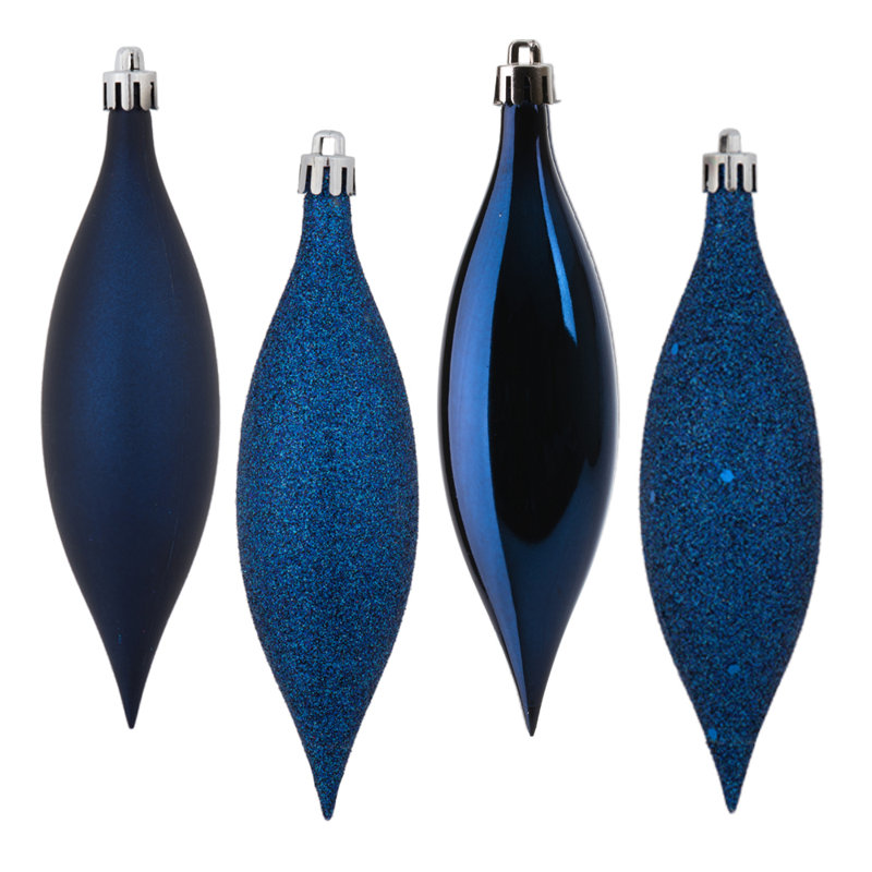 Ornement faîteau à quatre finitions sans motif, H 5,5 po x l 2,5 po x P 2,5 po, Bleu minuit