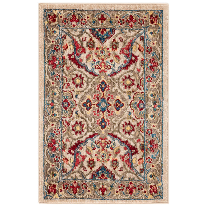 Bisen Performance Oriental Rug, Rectangle 2' x 3', Ivory/Taupe