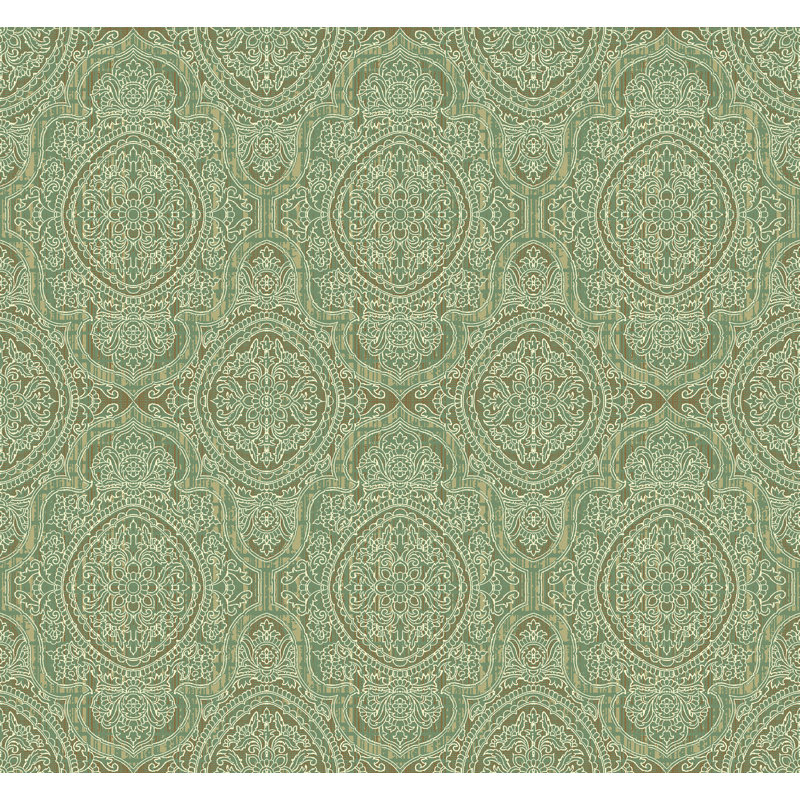 Rouleau de papier peint damassé dorée, Vert