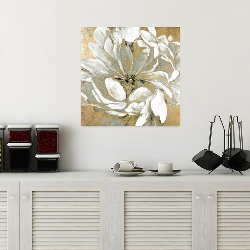 Émergence de fleur I, art abstrait contemporain contemporain avec fleur naturelle, H 18 po x l 18 po