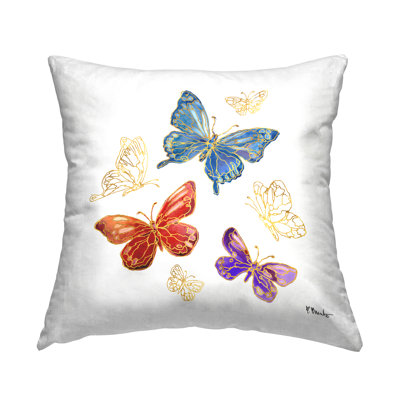 Mixed Glam Butterflies Printed Throw Pillow Design By Paul Brent