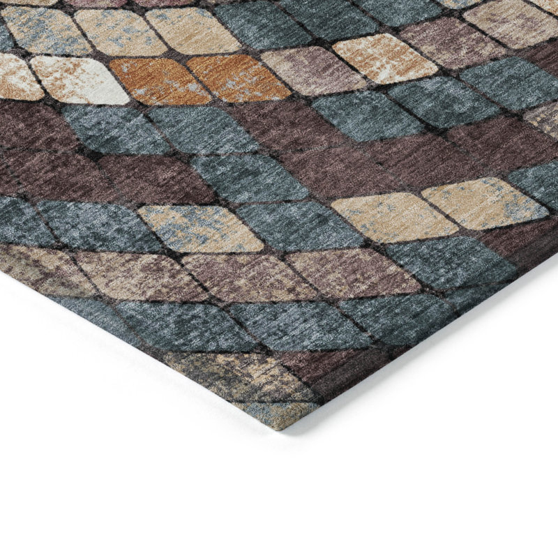 Machine Washable Indoor/Outdoor Husby ACN2216 Geometric Rug, Rectangle 8' x 10'