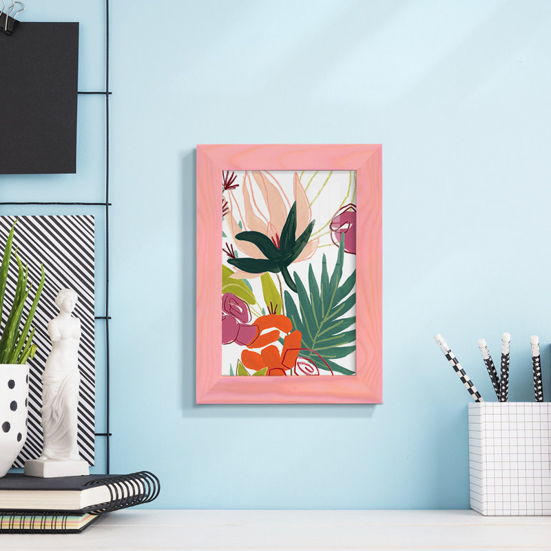 «Tropical Confetti I», reproduction encadrée sur papier, H 6 po x l 4 po x P 1 po, Rose