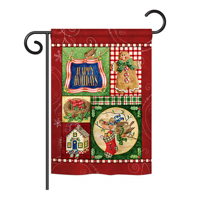 Pain d’épice de noël joyeux fêtes de 2 côtés 19 po x 13 po drapeau de jardin