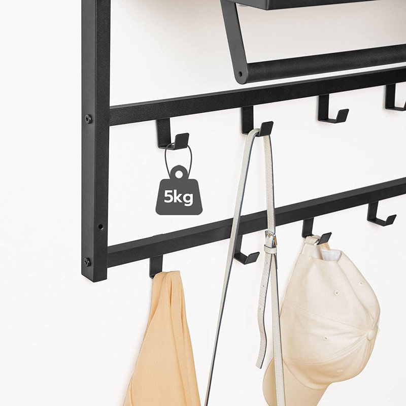 Gisbert Metal 10 - Hook Wall Mounted Coat Rack with Storage