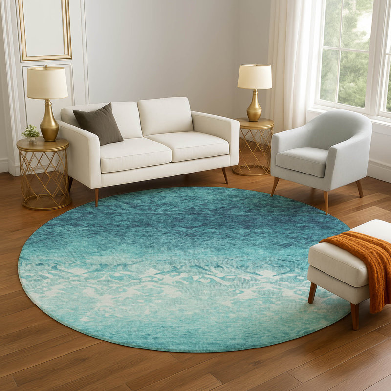 Premium Machine Washable Millbrook AMF1959 Damask Rug, Round 8'