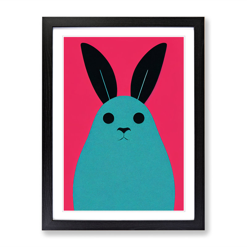 Rabbit Minimalism Vol.2 - Single Picture Frame Print, Black, 64cm H x 46cm W x 2cm D
