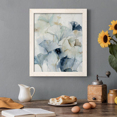 Indigo Ginkgo I - peinture sur toile encadrée