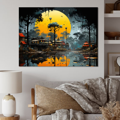 «Yellow African Pygmy Village Chronicles I», art mural tribal africain