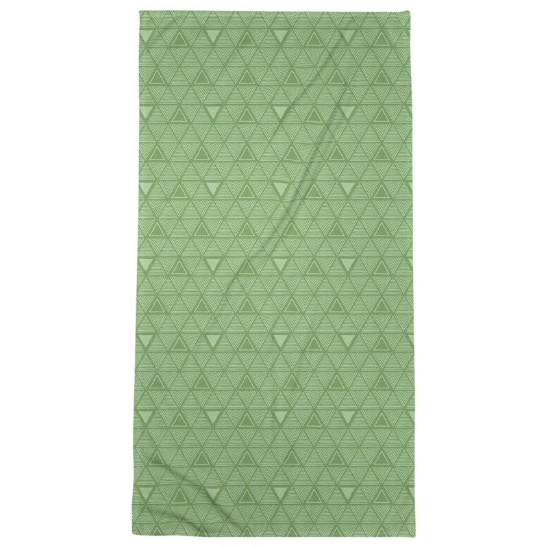 Serviette de plage classique à motif de triangles dessinés à la main, Vert