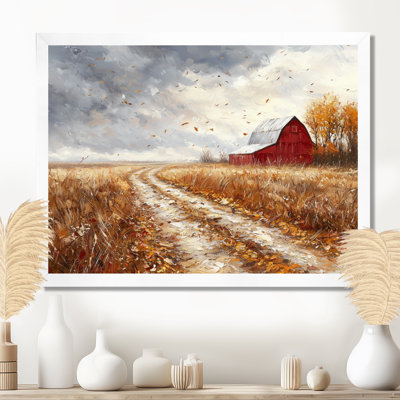 Windy Prairie Leaves Path To The Farm II - feuilles, art mural
