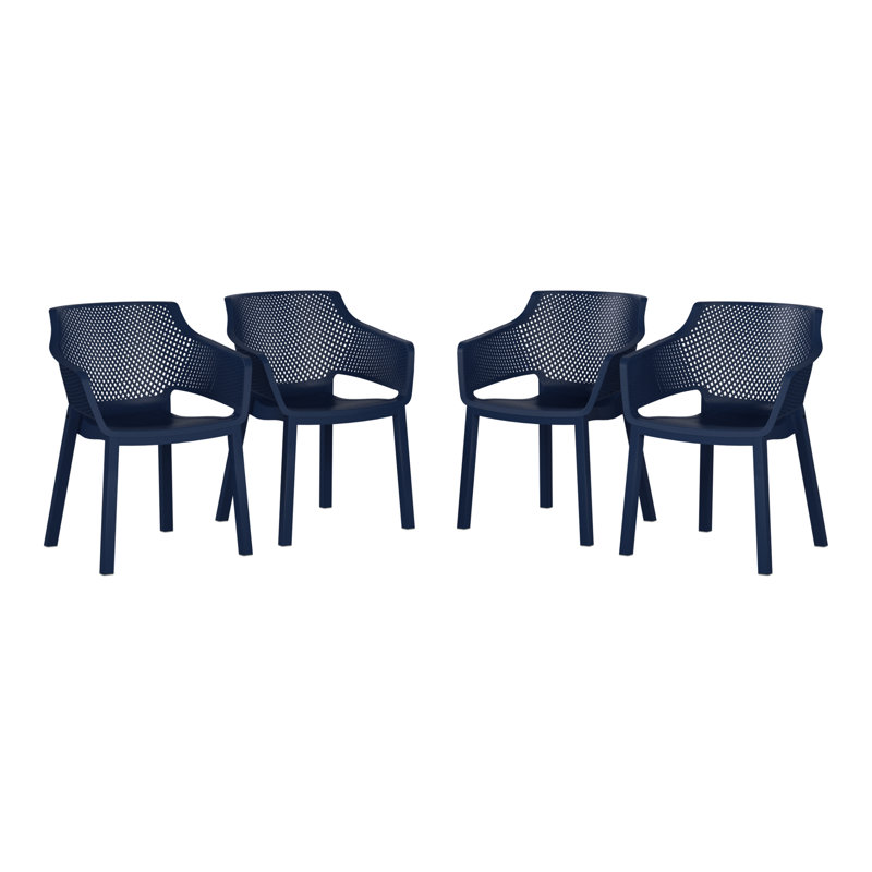Ensemble de 4 chaises de patio empilables, Navy