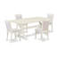 Cet ensemble de salle à manger 5 pièces comprend une table de salle à manger rectangulaire avec des pieds en X et 4 chaises rembourrées en tissu gris foncé Gotham, finition noire brossée-827680353-982604558