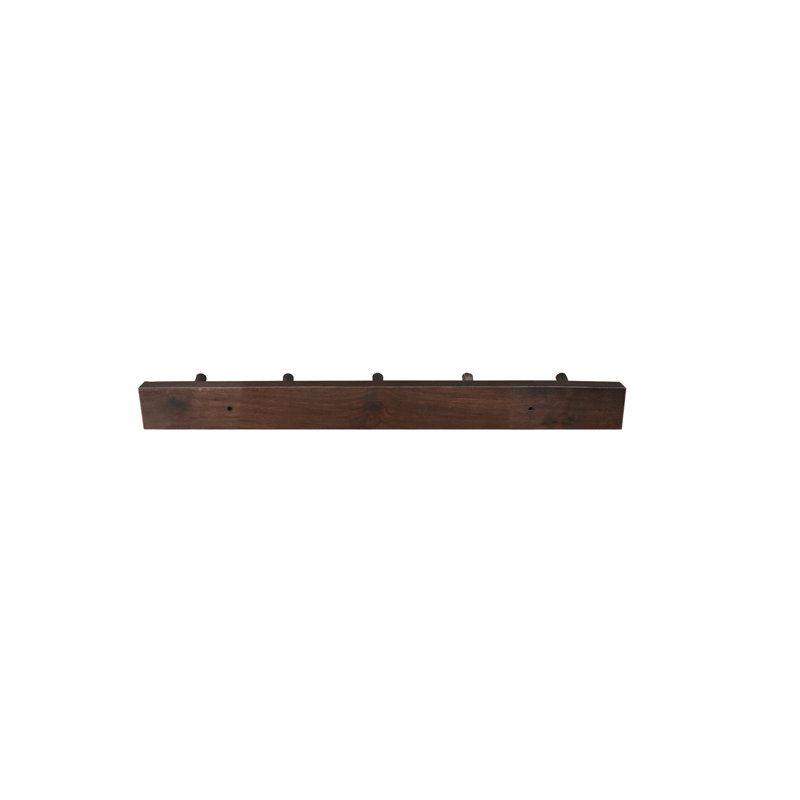 Wall Mounted Coat Rack, Dark Walnut, 2" H x 27.5" W x 0.75" D
