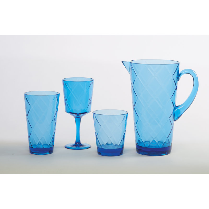 Clear Diamond Pattern Acrylic Whiskey Glass Set, 15 oz, 8 Pieces